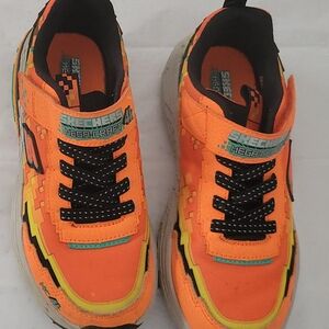 Skechers Kids' Mega-Craft Orange Light-Up Sneakers